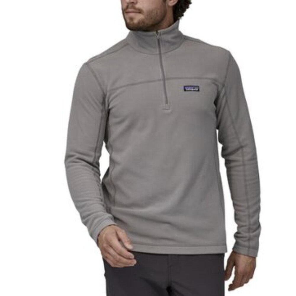 Patagonia M's Micro D Pullover Half Zip Gray Long Sleeve Microfleece Size XL